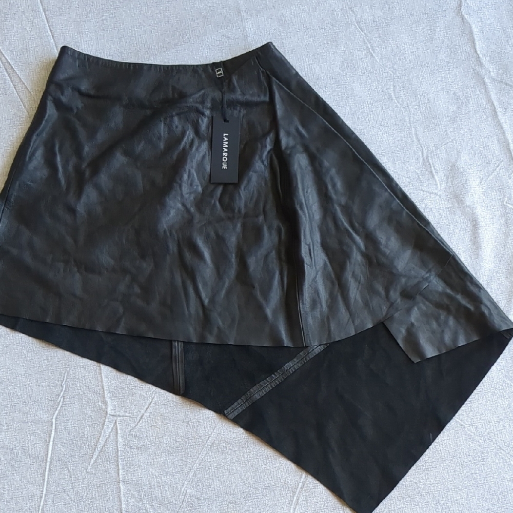 Lamarque Black Asymmetrical Midi Skirt for Work
